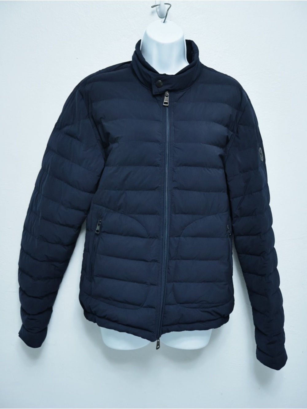 Moncler Lightweight Down Jacket Navy Blue Puffer Doudoune Elastique Womens Sz 1